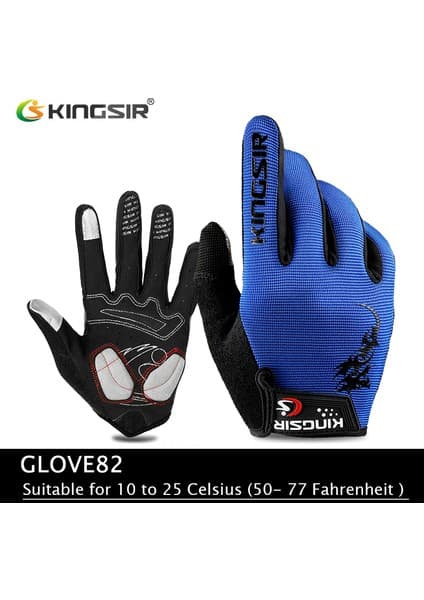 Liangduo Shop KHBLUE10 Tarzı Xxl Kıngsır Kış Sonbahar Dokunmatik Ekran Bisiklet Eldiveni Erkek Kadın Kaymaz Spor Bisiklet Eldiveni Darbeye Dayanıklı Tam Parmak Bisiklet Eldiveni (Yurt Dışından)