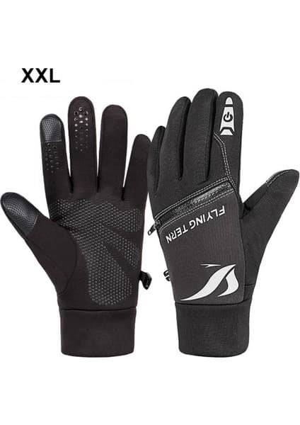 Liangduo Shop Siyah Stil M Boyutu 1 Çift Kış Termal Sıcak Bisiklet Bisiklet Dokunmatik Ekran Eldiveni Yumuşak Kaymaz Açık Kamp Unisex Рукавички Motosiklet Eldiveni (Yurt Dışından)