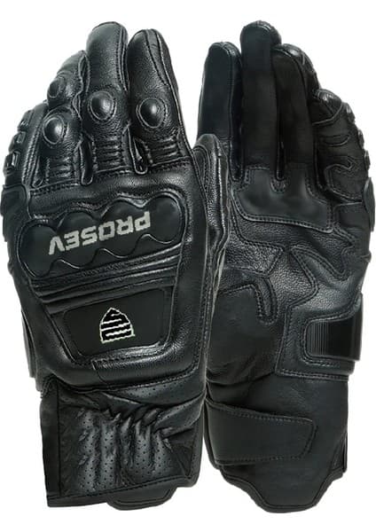 Prosev GL60 Carbon Titanyum Deri Motosiklet Eldiveni - Siyah 7