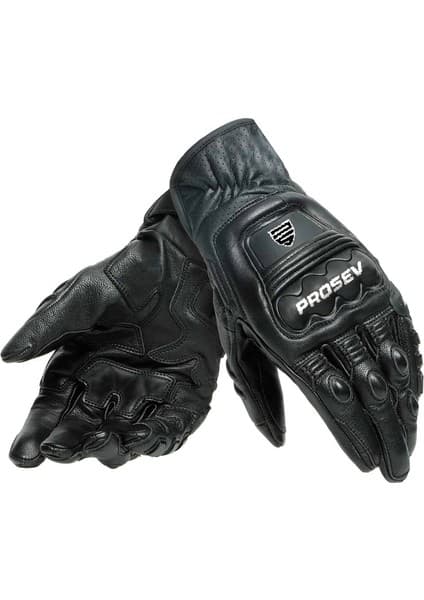 Prosev GL60 Carbon Titanyum Deri Motosiklet Eldiveni - Siyah 6