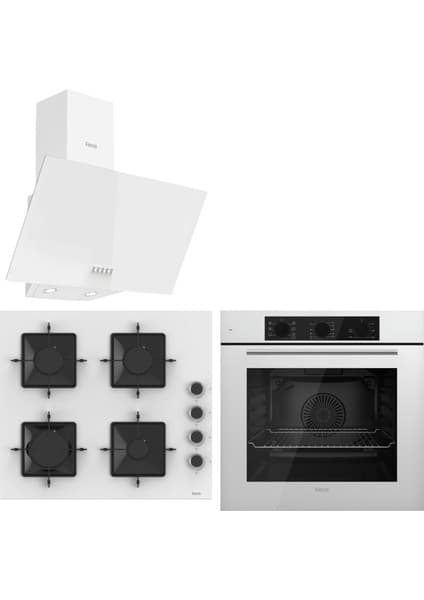 Ferre QBL62CB - SS206 -D087 60 cm Beyaz Cam Turbolu Ankastre Set -Yeni 2025