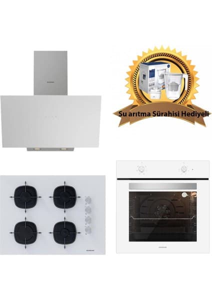Silverline Beyaz Cam Ankastre Set 3481 Flam - CS5665W01 65CM Ocak - BO6501W01