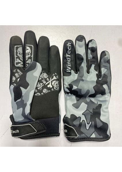 Ultra Motor Windtech Gri Kamuflaj Desen Large Beden Motosiklet Eldiveni