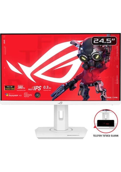 Asus Rog Strıx XG259QNG-W 24.5 Hdr Gamıng Fast IPS Beyaz Freesync ve G-Sync Uyumlu 1920X1080 0.3ms 380Hz 400CD Dp HDMI USB Vesa 3yıl Elmb Sync,pıvot Monitör