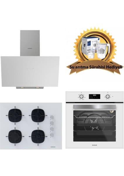 Silverline Beyaz Cam Ankastre Set 3481 Flam - CS5665W01 65CM Ocak - BO6502W02