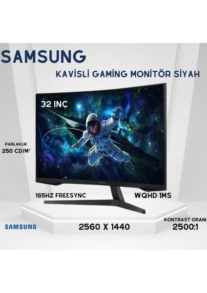 Samsung Odyssey G5 32" 165Hz 1ms Full HD Kavisli Oyuncu Monitörü