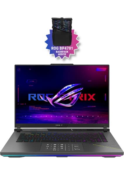Asus ROG Strix G16 G614FR-S5110 12GB GeForce RTX5070 Ti Ryzen 9 9955HX 32GB RAM 1TB SSD 16 inç WQXGA 240Hz Taşınabilir Bilgisayar
