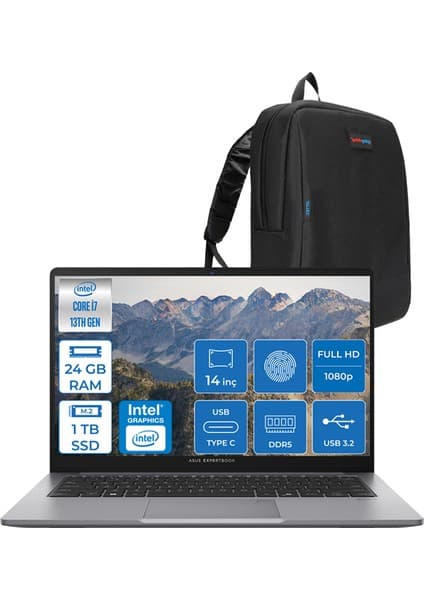 Asus Expertbook P1 P1403 Intel Core I7-13620H 24GB Ddr5 1tb SSD Windows 11 Home 14\