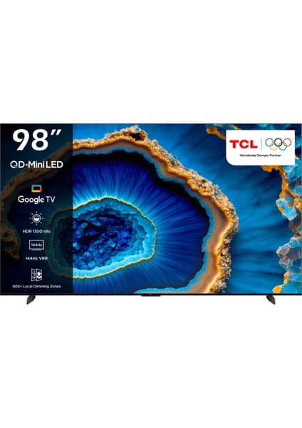 TCL 98C755 98" 248 Ekran Dahili Uydu Alıcılı 4K Ultra HD Smart QLED TV