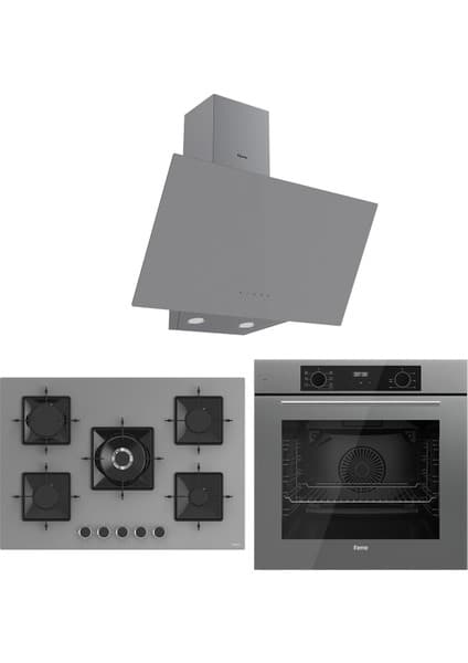 Ferre Flowart Florenz Plus Gri 3'lü Ankastre Set ( QBL63CPR-SS038-D079 )