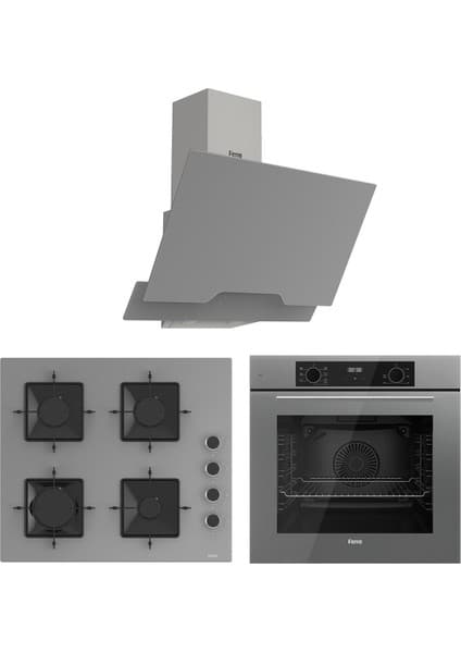 Ferre Flowart Ventora Pro Gri 3'lü Ankastre Set ( QBL63CPR-SS208-D065 )