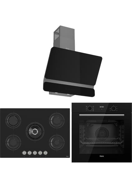 Ferre Flowart Evolis Elite Siyah 3'lü Ankastre Set ( QBL63CS-RS035-D080 )