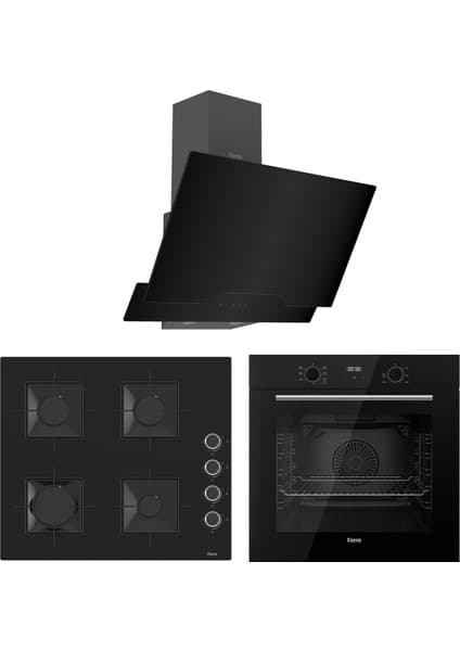 Ferre Flowart Ventora Pro Siyah 3'lü Ankastre Set ( QBL63CS-SS205-D063 )