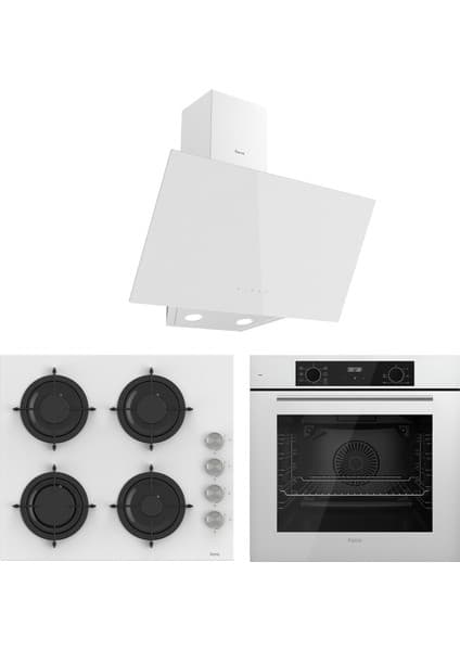 Ferre Flowart Lumora Plus Beyaz 3'lü Ankastre Set ( QBL63CB-CS206-D078 )