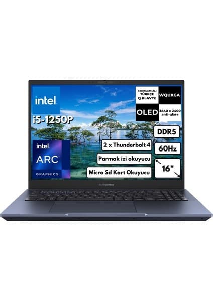 Asus Expertbook B5 B5602CBN-L20164 Intel Core I5-1250P Vpro 16GB 512GB SSD 4gb Arc A350M 16\