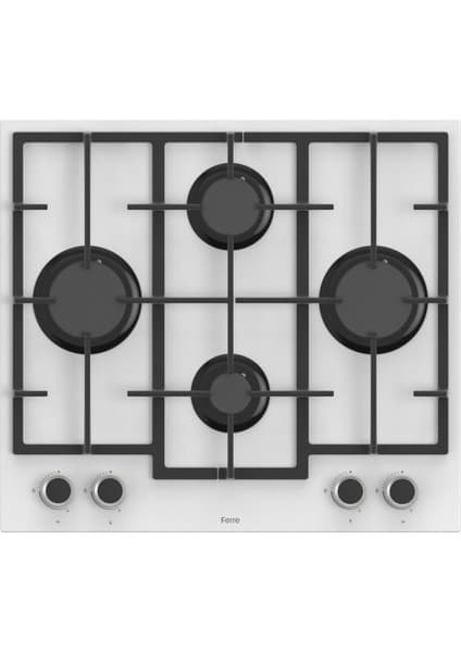 Ferre LN386 Beyaz Cam Ankastre Ocak (Döküm Izgara)