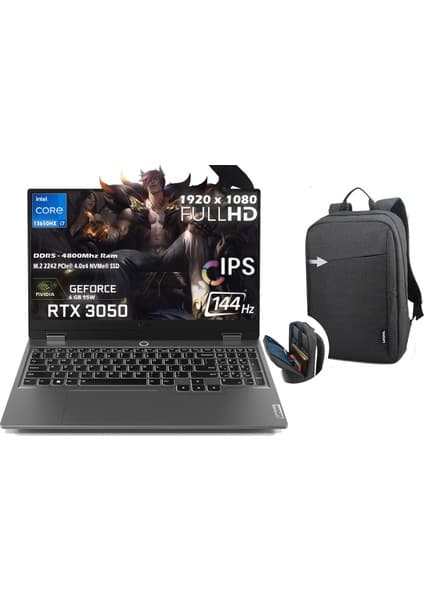Lenovo Loq 15IRX9 Intel Core I7-13650HX 64GB 1tb SSD 6gb Nvıdıa Geforce Rtx 3050 (95W) 144Hz 15.6'' Fhd IPS Panel Windows 11 Pro Dizüstü Bilgisayar 83DV011CTR P44 + B210 Siyah Çanta Hediyeli