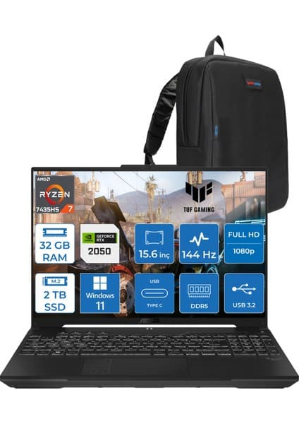 Asus Tuf Gaming A15 FA506NFR Amd Ryzen 7 7435HS 32 GB Ddr5 2tb SSD RTX2050 4 GB 15.6\
