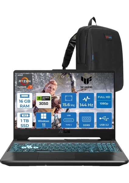 Asus Tuf Gaming A15 FA506NCR Amd Ryzen 7 7435HS 16GB Ddr5 1tb SSD RTX3050 4gb 15.6\