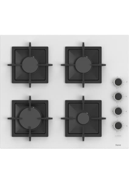 Ferre SC206 Beyaz Cam Ankastre Ocak (Döküm Izgara)