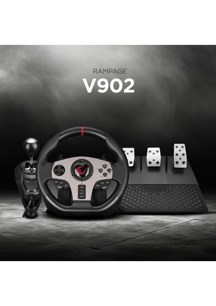 Rampage V902 Oyuncu Direksiyon Pc 3 Pedallı Oyuncu Direksiyonu - ( Sadece Pc Uyumlu )