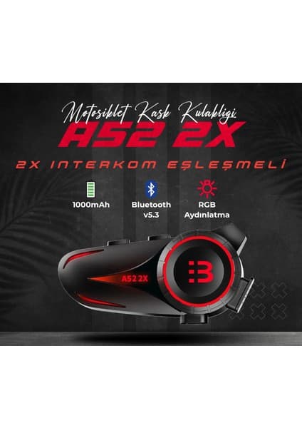 Motoanl Motosiklet Intercom Seti 2 Kişi Bağlantılı Bluetooth V5.3 Rgb Kask Kulaklığı Yeni