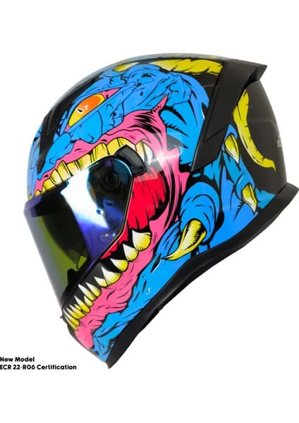 Motoanl Motosiklet Kask Ece 22.R06 Güneş Vizörlü Full Face Motor Kaskı Kraken Yeni