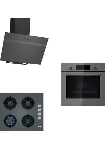 Siemens Gri Ankastre Set (HB012FBH1T-EO6C9PO00(EO6C8PP30O)-LC64KPJ70T)