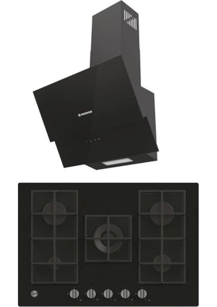 Hoover HDG6C1GBTK Davlumbaz + HVG74K3B 75 cm Ankastre Ocak Ikili Ankastre Set