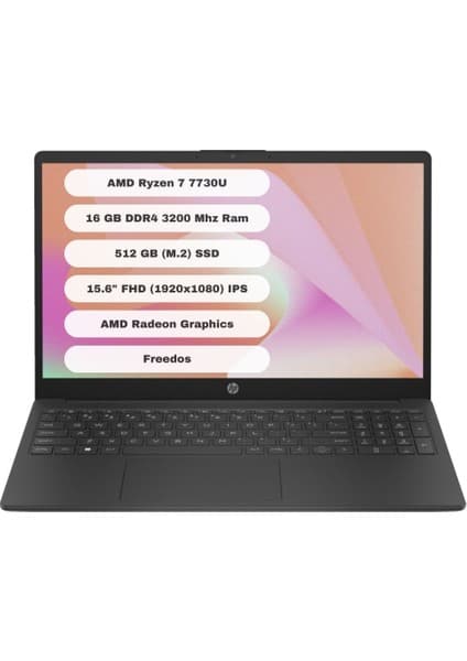 HP 15 FC0059NT AMD Ryzen 7 7730U 16GB 512GB SSD Freedos 15.6\