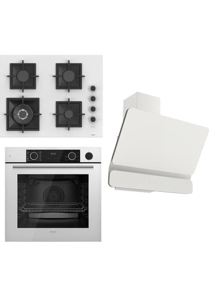 Ferre Flameart Sc Serisi Beyaz Set (SC406-WFA + XE64CB +D081 ) - 65 Cm'lik Kare Döküm Izgara-Wok