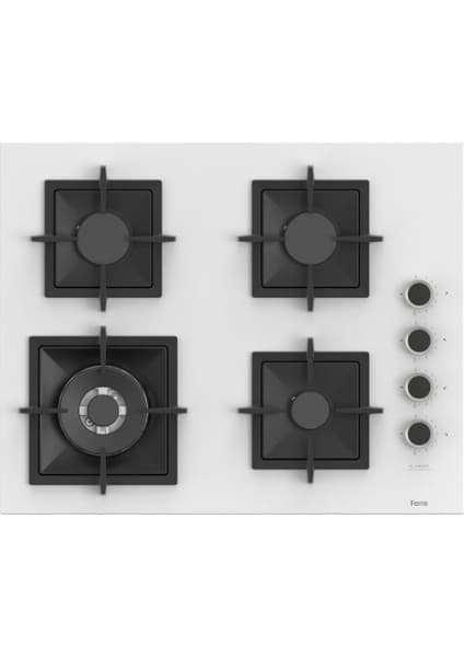 Ferre SC406-WFA Flameart Beyaz Bğz. Döküm Izg. 65 cm Cam Ocak