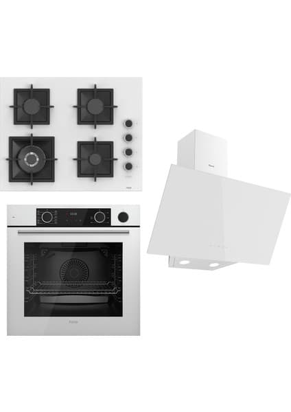 Ferre Flameart Sc Serisi Beyaz Set (SC406-WFA + XE64CB +D087 ) - 65 Cm'lik Kare Döküm Izgara-Wok