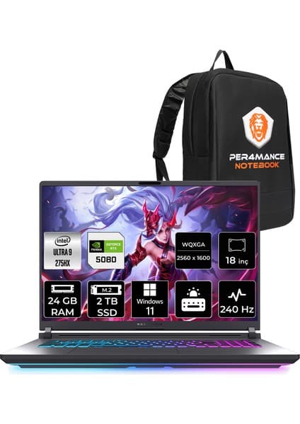 Asus Rog Strix G18 Intel Core Ultra 9 275HX 24GB 2tb SSD RTX5080/16GB 175W 18\