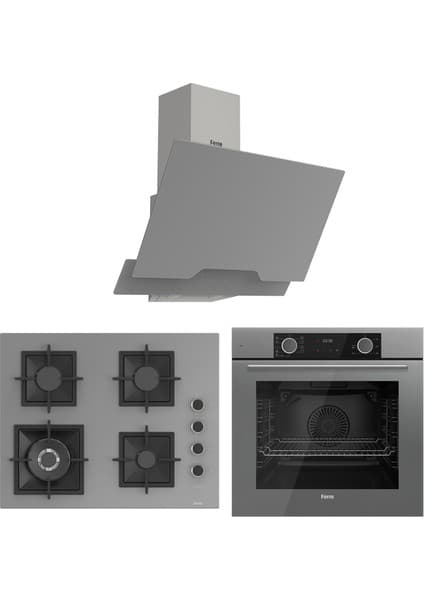 Ferre Fryart Sc Serisi Wok'lu Gri 3'lü Ankastre Set ( XE63CPR-SC408-D065 )