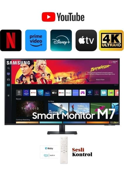 Samsung 43" Inç Akıllı Monitör 109 Ekran 43" 3840 x 2160 Çözünürlük Wi-Fi Bağlantı Apple Android - Bluetooth