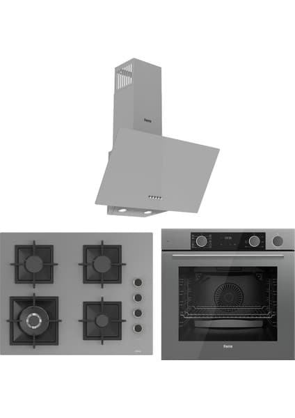 Ferre Fryart&steamart Sc Serisi Wok'lu Gri 3'lü Ankastre Set ( XE64CPR-SC408-D088 )