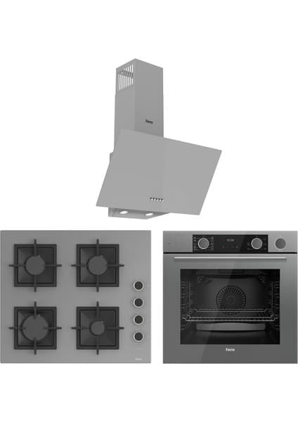 Ferre Fryart&steamart Sc Serisi Gri 3'lü Ankastre Set (XE64CPR-SC208-D088)