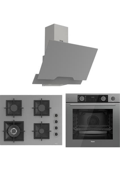 Ferre Fryart&steamart Sc Serisi Wok'lu Gri 3'lü Ankastre Set ( XE64CPR-SC408-D065 )