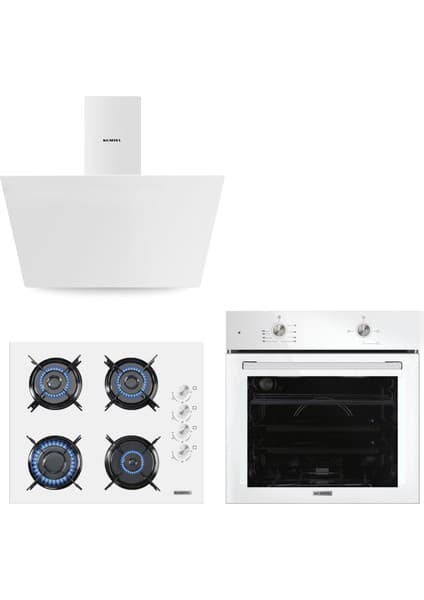 Kumtel Home Basic Beyaz Cam Ankastre Set