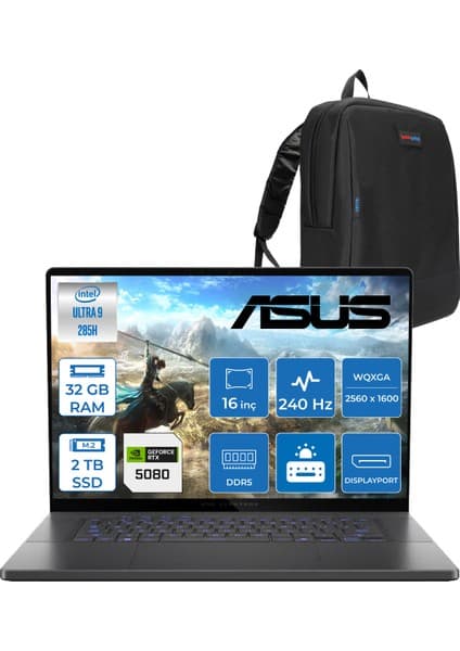 Asus Rog Zephyrus G16 GU605CW Intel Core Ultra 9 285H AI 32GB 2tb SSD RTX5080-16GB 120W Freedos 16\
