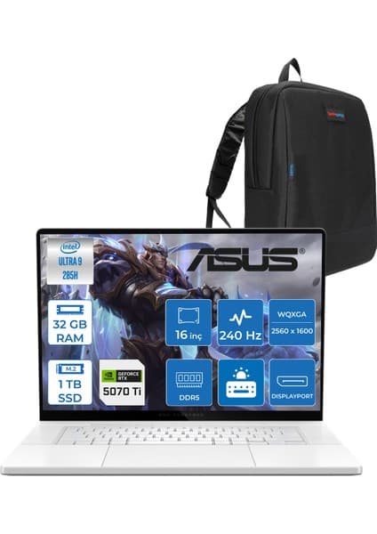 Asus Rog Zephyrus G16 GU605CR Intel Core Ultra 9 285H Aı 32GB 1tb SSD RTX5070TI-12GB 120W Freedos 16\