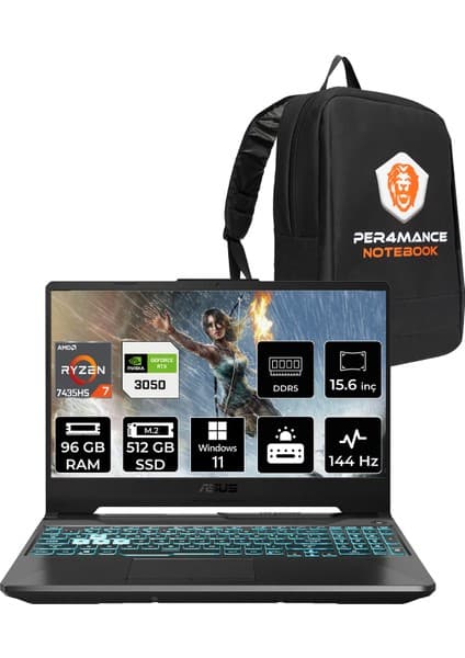Asus Tuf Gaming A15 Amd Ryzen 7 7435HS 96GB 512GB SSD RTX3050/4GB 75W 15.6\