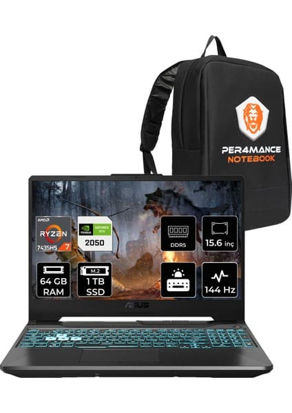 Asus Tuf Gaming A15 Amd Ryzen 7 7435HS 64GB 1tb SSD RTX2050/4GB 70W 15.6\