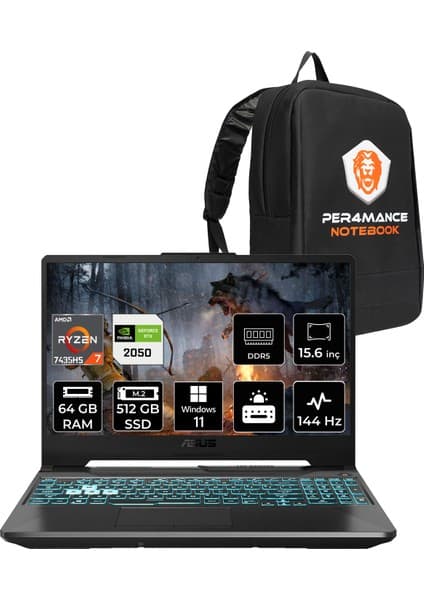 Asus Tuf Gaming A15 Amd Ryzen 7 7435HS 64GB 512GB SSD RTX2050/4GB 70W 15.6\