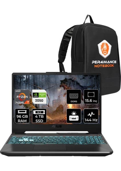 Asus Tuf Gaming A15 Amd Ryzen 7 7435HS 96GB 4tb SSD RTX2050/4GB 70W 15.6\