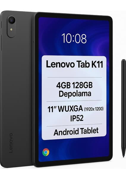 Lenovo Tab K11 ( M11 ) TB330FU 4GB 128GB Depolama 11" Wuxga (1920X1200) IPS IP52 Android Tablet - ZADC0100TR + Lenovo Kalem -Gri 8