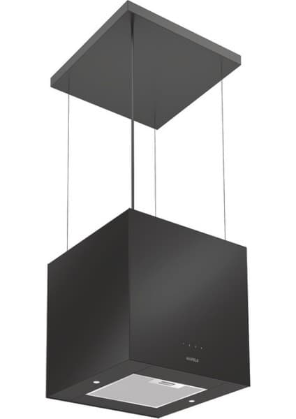 Hafele Polar Ada Tipi Davlumbaz Siyah Cam ve Metal Malzeme ile 650 m3/sa Yüksek Emiş Gücü