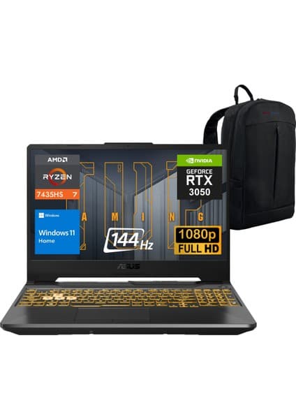 Asus Tuf Gaming A15 FA506NCR Ryzen 7 7435HS 16GB 512GB SSD Rtx 3050 Fhd 144Hz Windows 11 Home Taşınabilir Bilgisayar - Webzone Çanta Wz1