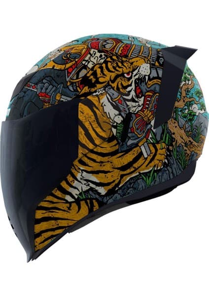 Icon Airflite Edo Mıps Kapalı Motosiklet Kaskı Siyah Mavi Gri Turuncu 7